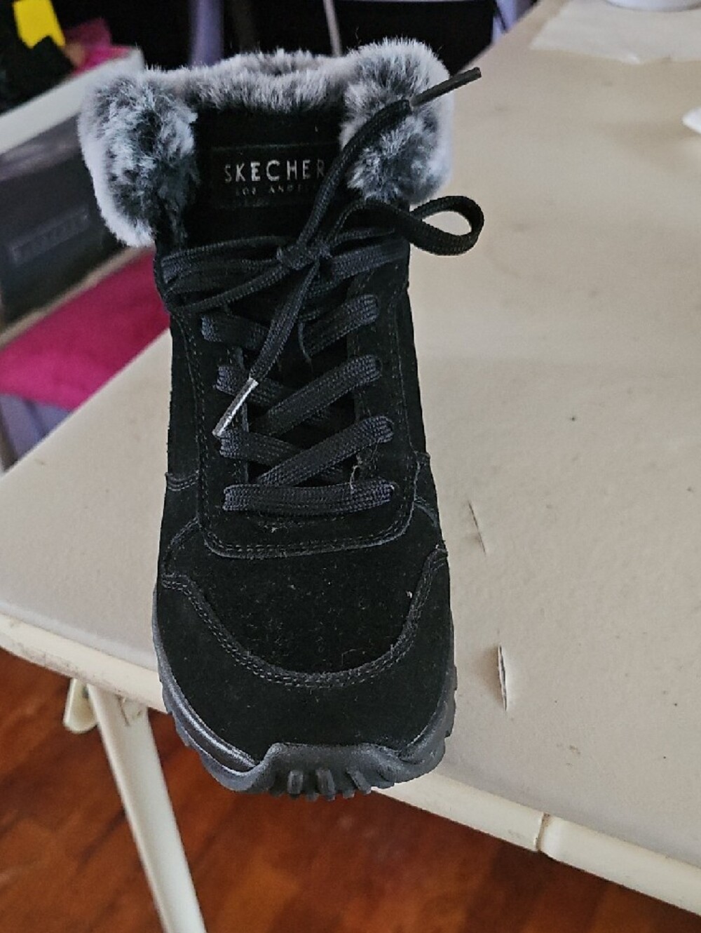 Skechers Black Faux-Fur Trim Lace-Up Winter Boot - Picture 2 of 10